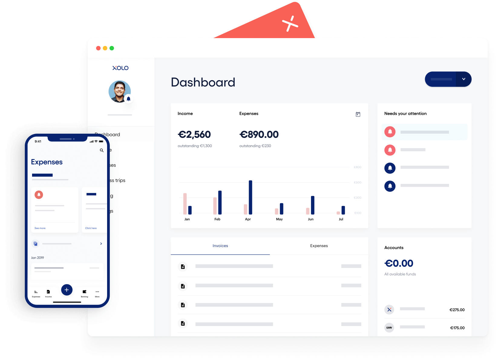 Image of Xolo selfservice dashboard, app and wirecard