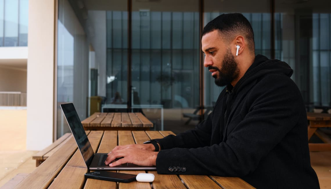 Man working with laptop