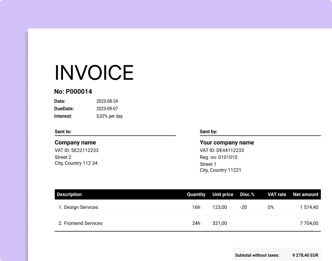 Free invoice generator for freelancers